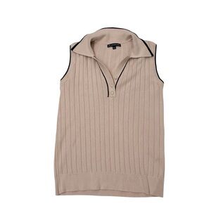 Adrianna Papell Tipped Sleeveless Polo Sweater size Small